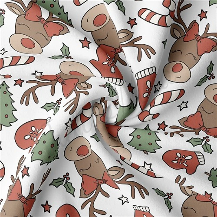 Christmas Double Brushed Polyester Fabric Jersey Stretchy Soft Polyester Stretch Fabric