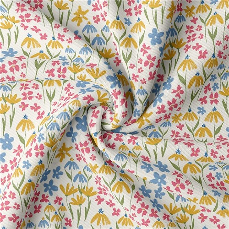 Floral Rib Knit Fabric, RBK2494 & Get a Free $89.99 Embroidery Bundle