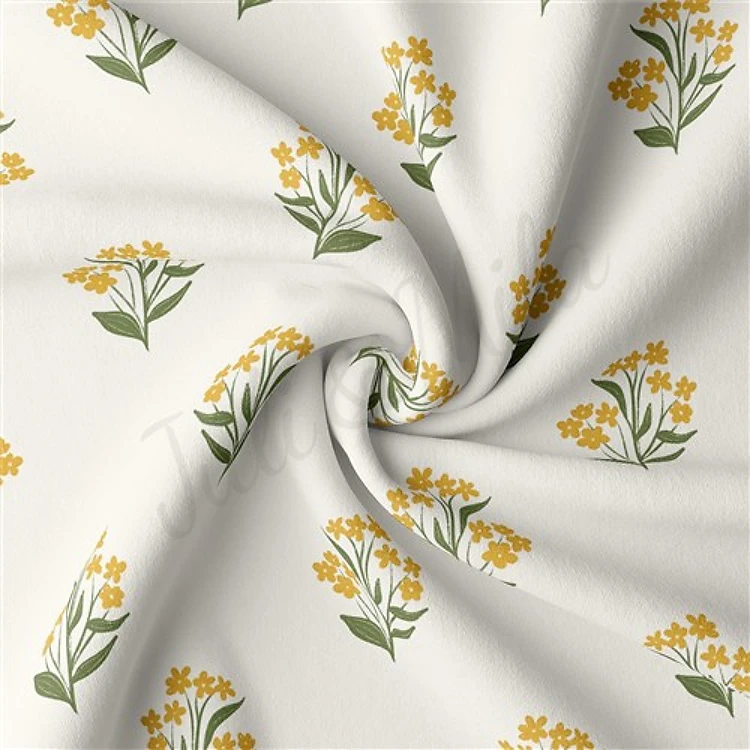 Flowers Floral Double Brushed Polyester Fabric Jersey Stretchy Soft Polyester Stretch Fabric