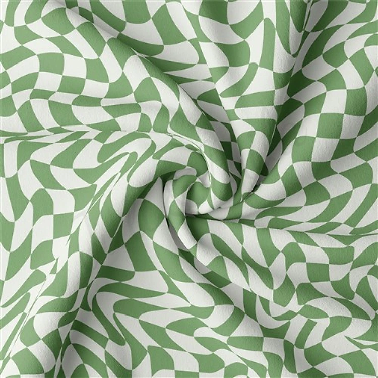 Check Double Brushed Polyester Fabric Jersey Stretchy Soft Polyester Stretch Fabric