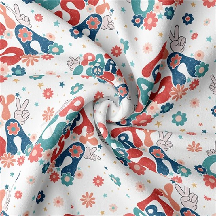 4th of July Patriotic Double Brushed Polyester Fabric Jersey Stretchy Soft Polyester Stretch Fabric
