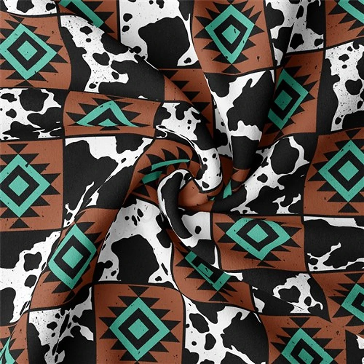 Cow Double Brushed Polyester Fabric Jersey Stretchy Soft Polyester Stretch Fabric