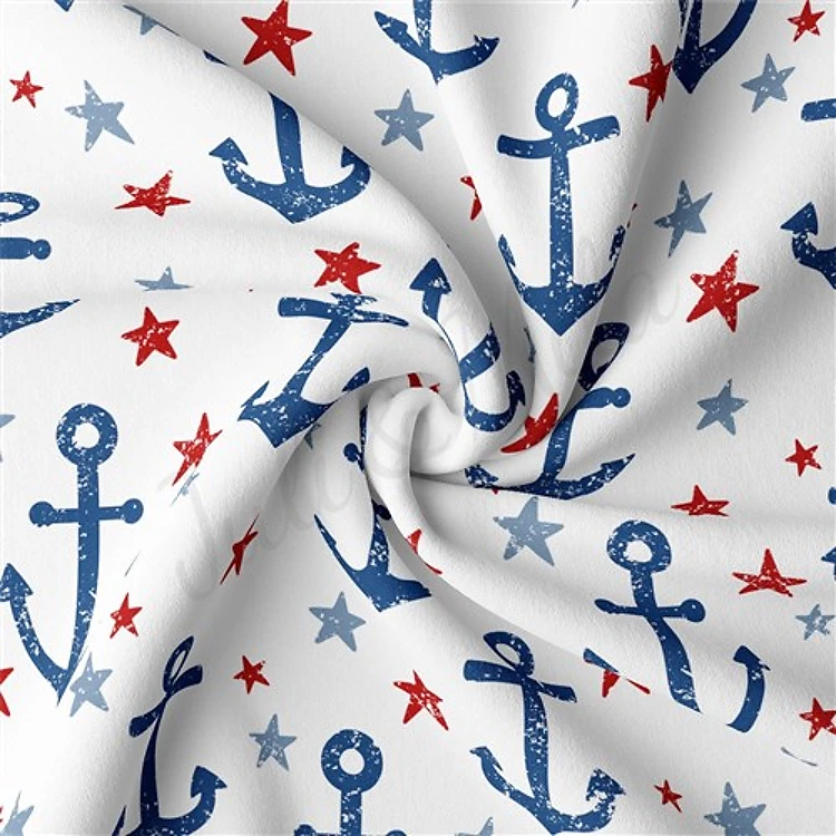 4th of July Patriotic Double Brushed Polyester Fabric Jersey Stretchy Soft Polyester Stretch Fabric