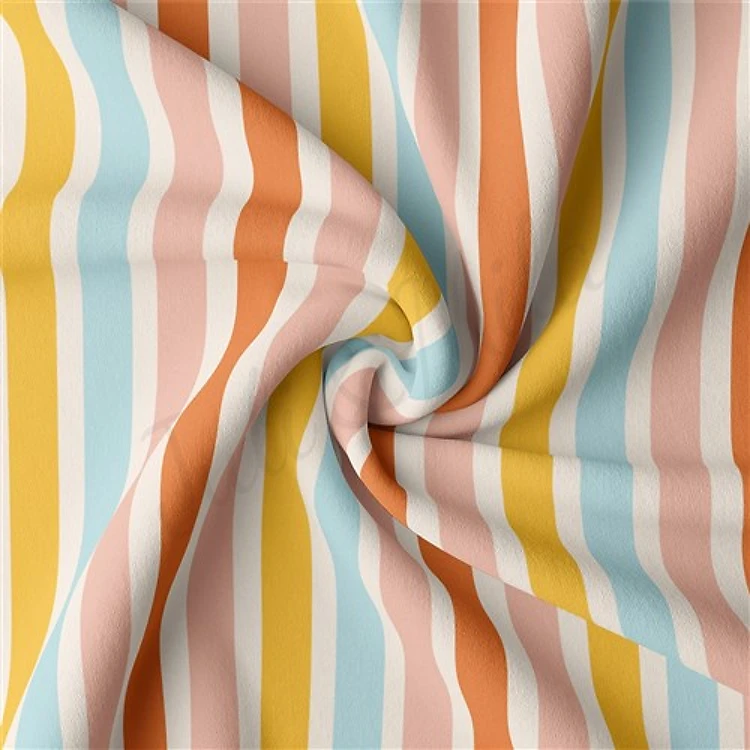 Stripes Double Brushed Polyester Fabric Jersey Stretchy Soft Polyester Stretch Fabric