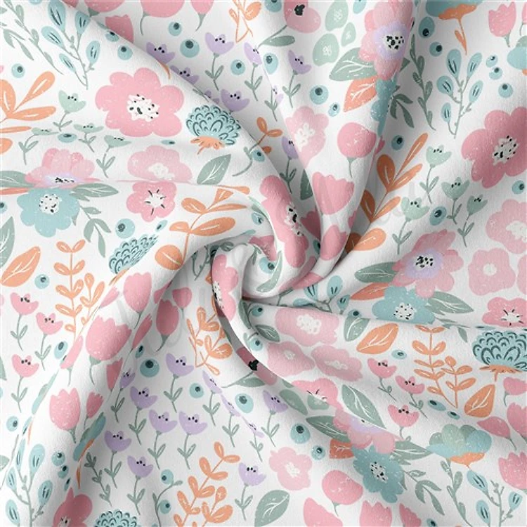 Floral Double Brushed Polyester Fabric Jersey Stretchy Soft Polyester Stretch Fabric