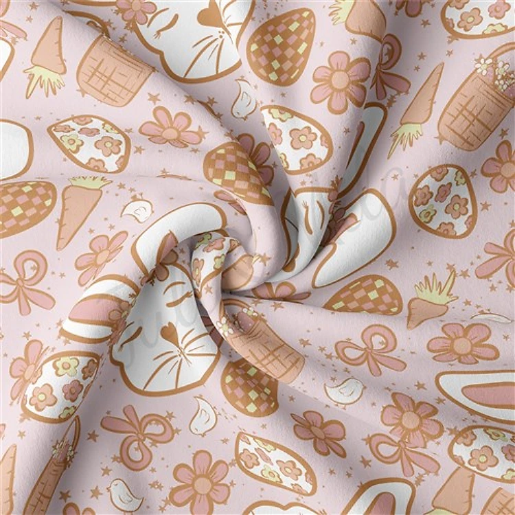 Easter Double Brushed Polyester Fabric Jersey Stretchy Soft Polyester Stretch Fabric