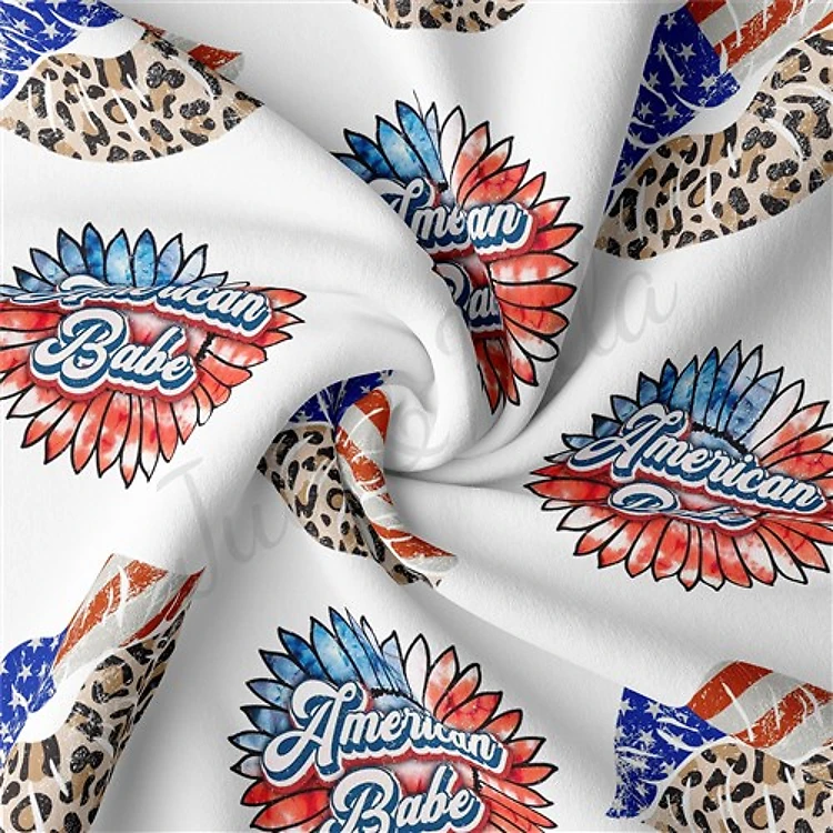 4th of July Patriotic Double Brushed Polyester Fabric Jersey Stretchy Soft Polyester Stretch Fabric