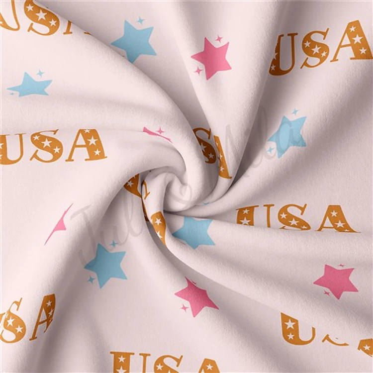 4th of July Patriotic Double Brushed Polyester Fabric Jersey Stretchy Soft Polyester Stretch Fabric