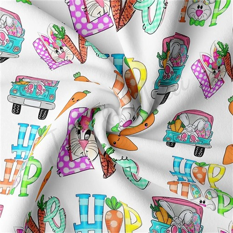 Easter Double Brushed Polyester Fabric Jersey Stretchy Soft Polyester Stretch Fabric