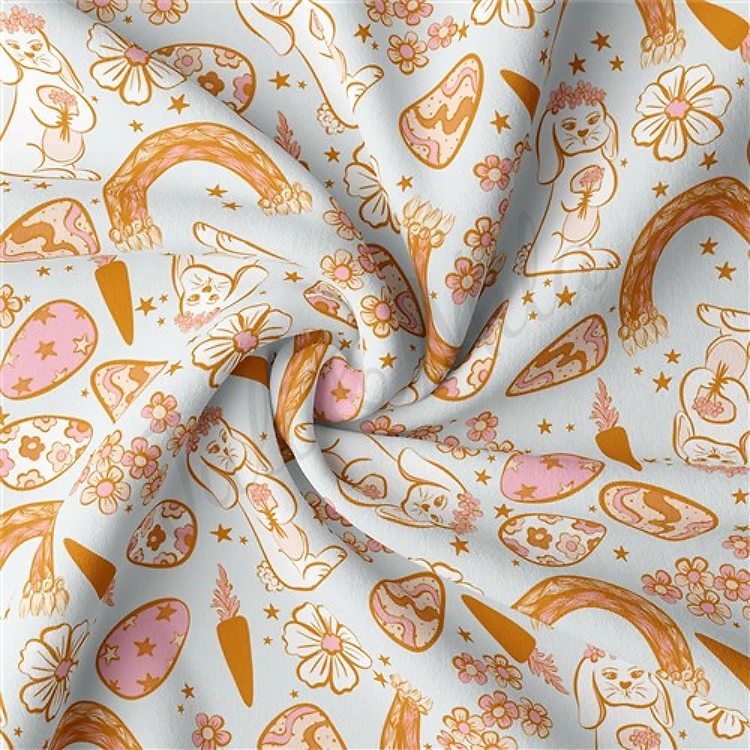 Easter Double Brushed Polyester Fabric Jersey Stretchy Soft Polyester Stretch Fabric