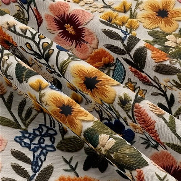 Floral Embroidery Rib Knit Fabric, RBK1789 & Get a Free $89.99 Embroidery Bundle