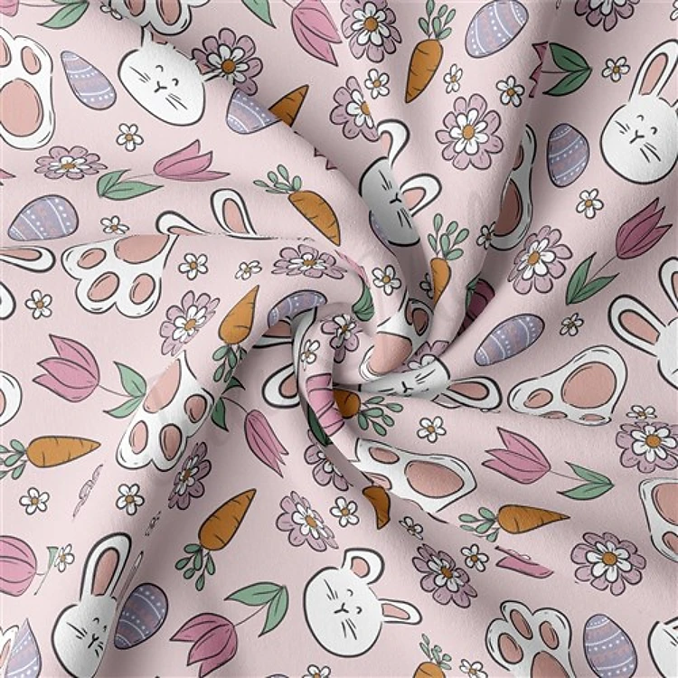 Easter Double Brushed Polyester Fabric Jersey Stretchy Soft Polyester Stretch Fabric