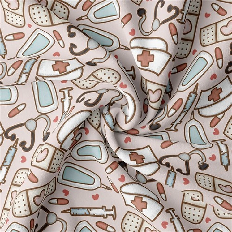Nurse Double Brushed Polyester Fabric Jersey Stretchy Soft Polyester Stretch Fabric