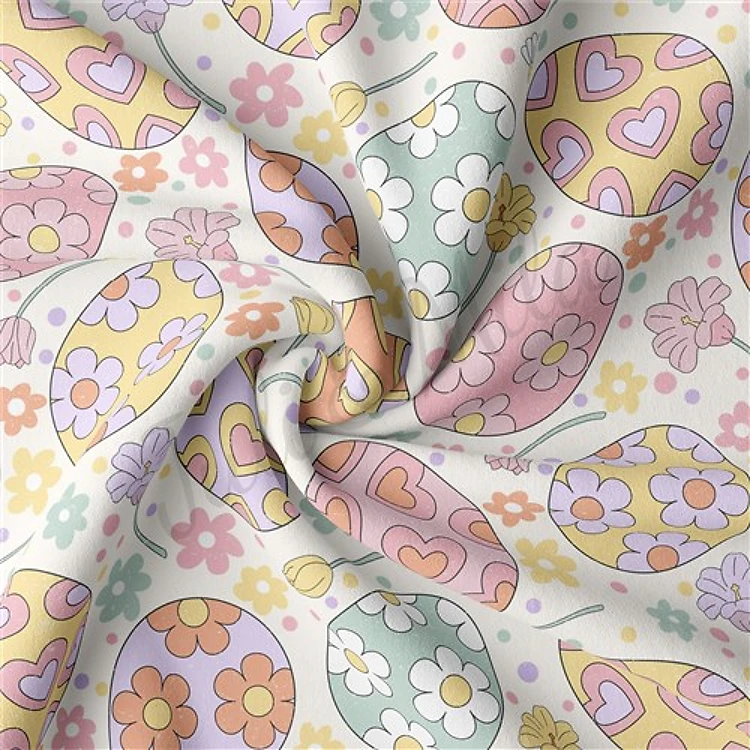 Easter Double Brushed Polyester Fabric Jersey Stretchy Soft Polyester Stretch Fabric