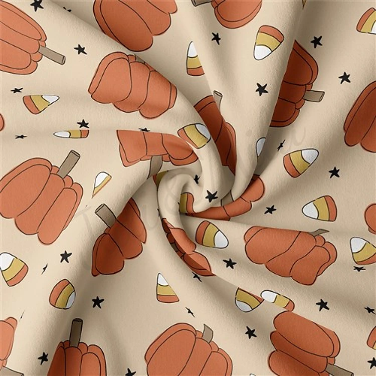 Halloween Autumn Fall Double Brushed Polyester Fabric Jersey Stretchy Soft Polyester Stretch Fabric
