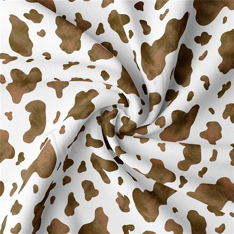 Cow Double Brushed Polyester Fabric Jersey Stretchy Soft Polyester Stretch Fabric