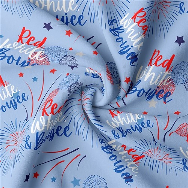 4th of July Patriotic Double Brushed Polyester Fabric Jersey Stretchy Soft Polyester Stretch Fabric