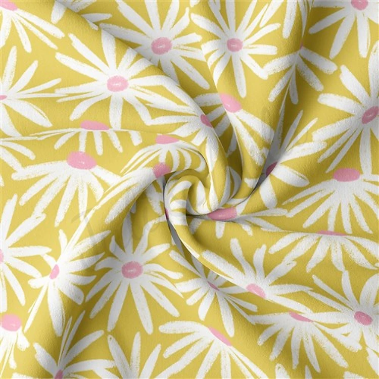 Floral Double Brushed Polyester Fabric Jersey Stretchy Soft Polyester Stretch Fabric