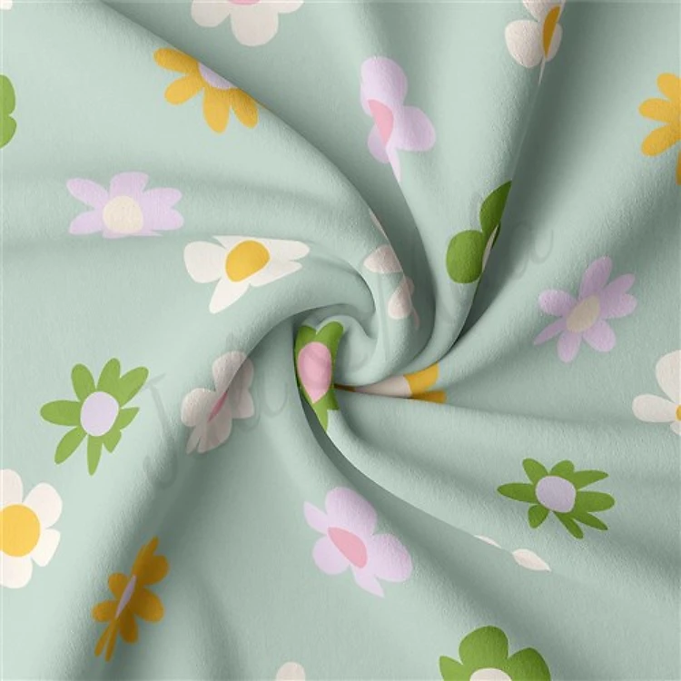 Floral Double Brushed Polyester Fabric Jersey Stretchy Soft Polyester Stretch Fabric
