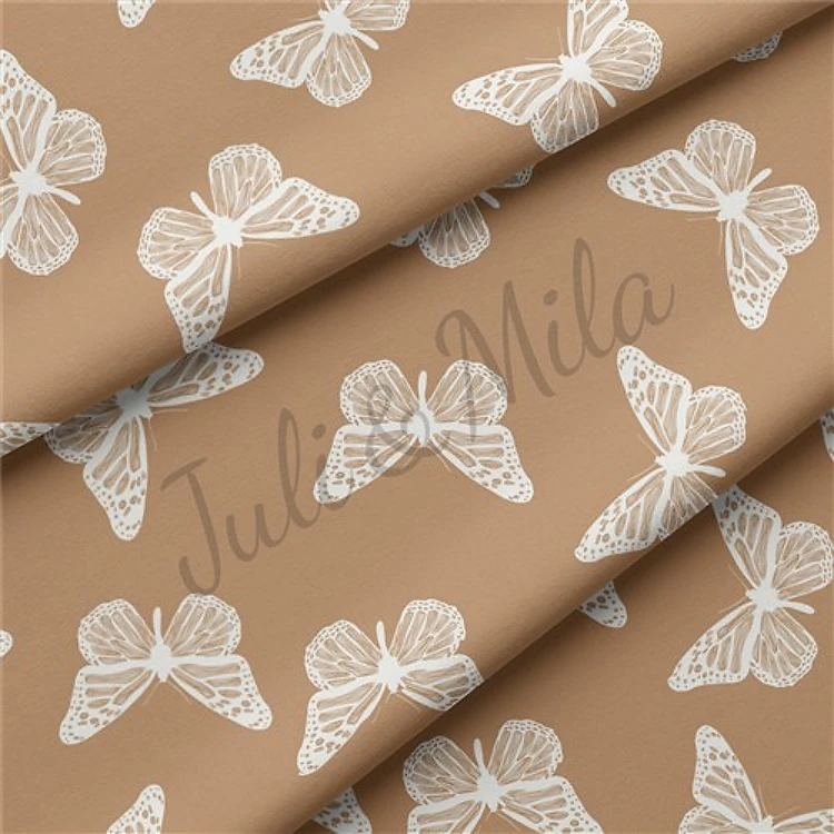 Butterflies Double Brushed Polyester Fabric Jersey Stretchy Soft Polyester Stretch Fabric