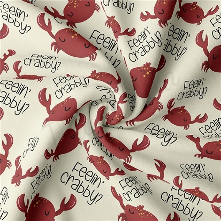 Feeling Crabby Double Brushed Polyester Fabric Jersey Stretchy Soft Polyester Stretch Fabric
