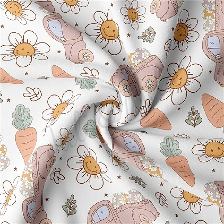 Easter Double Brushed Polyester Fabric Jersey Stretchy Soft Polyester Stretch Fabric
