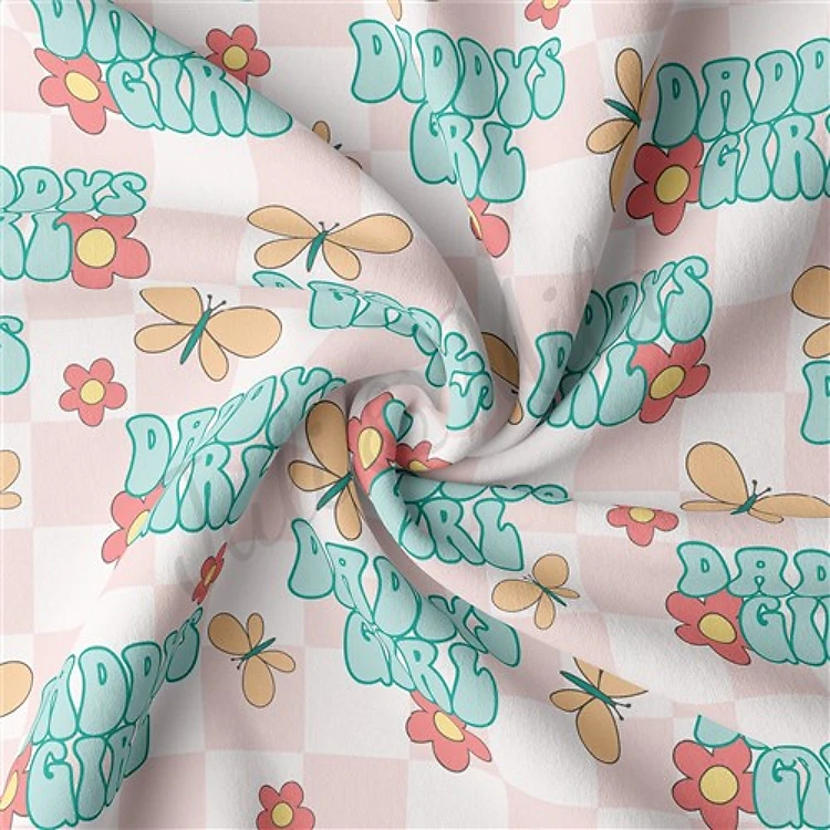 Daddy's Girl Double Brushed Polyester Fabric Jersey Stretchy Soft Polyester Stretch Fabric