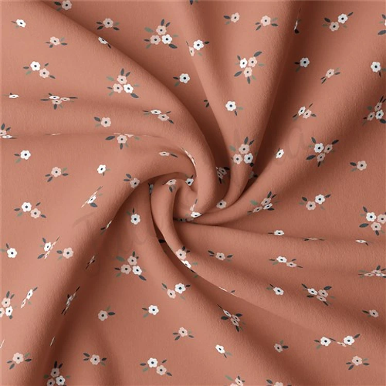 Floral Flowers Double Brushed Polyester Fabric Jersey Stretchy Soft Polyester Stretch Fabric