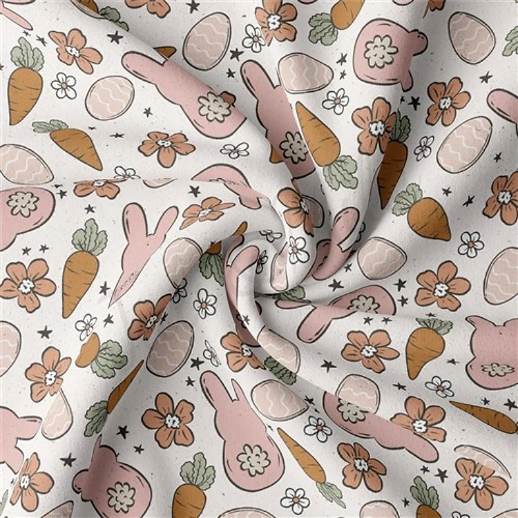 Easter Double Brushed Polyester Fabric Jersey Stretchy Soft Polyester Stretch Fabric