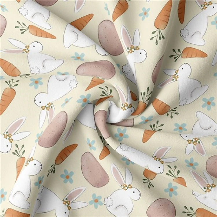 Easter Double Brushed Polyester Fabric Jersey Stretchy Soft Polyester Stretch Fabric