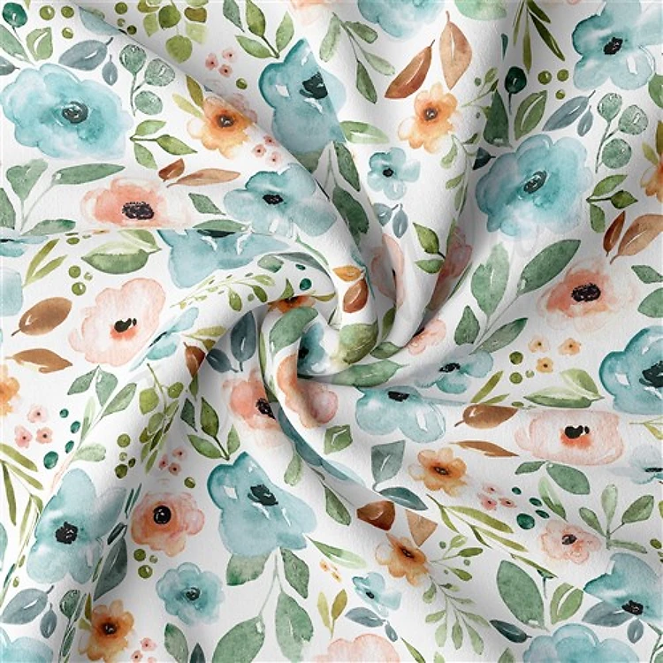 Floral Floral Double Brushed Polyester Fabric Jersey Stretchy Soft Polyester Stretch Fabric