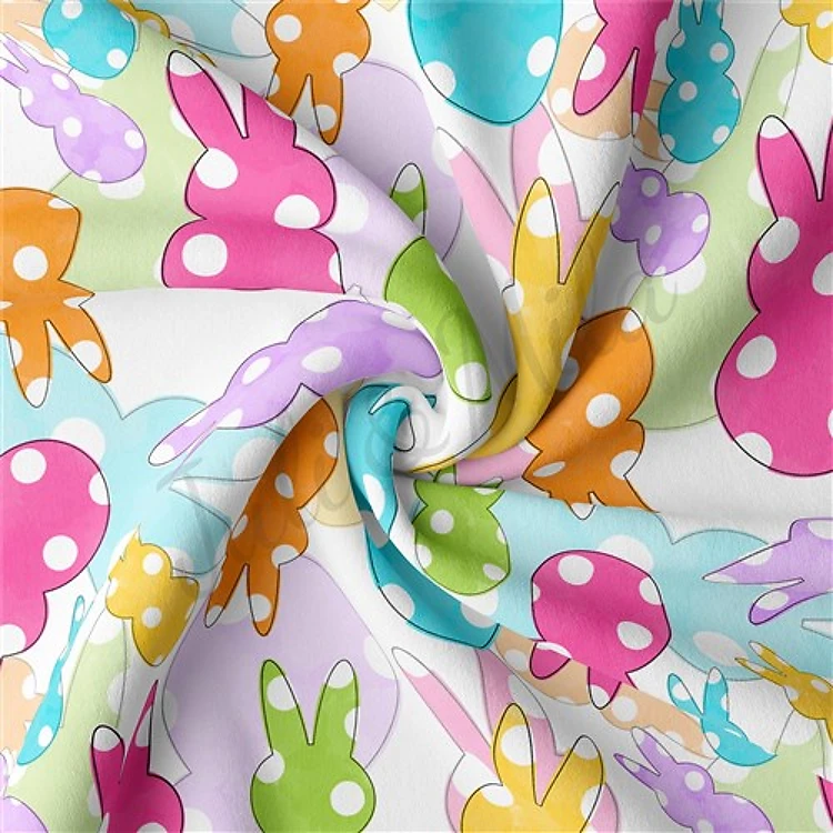 Easter Double Brushed Polyester Fabric Jersey Stretchy Soft Polyester Stretch Fabric