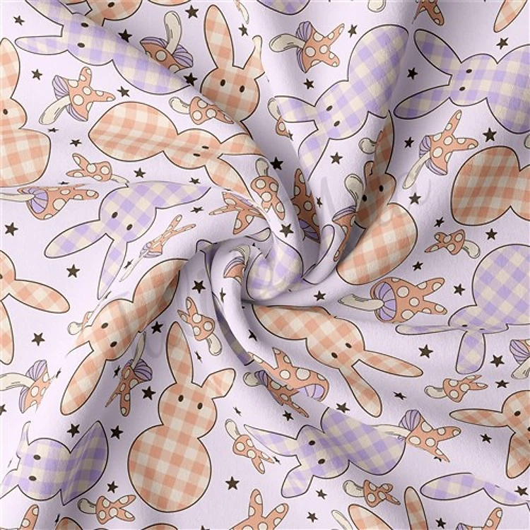 Easter Double Brushed Polyester Fabric Jersey Stretchy Soft Polyester Stretch Fabric