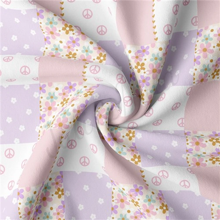 Floral Double Brushed Polyester Fabric Jersey Stretchy Soft Polyester Stretch Fabric
