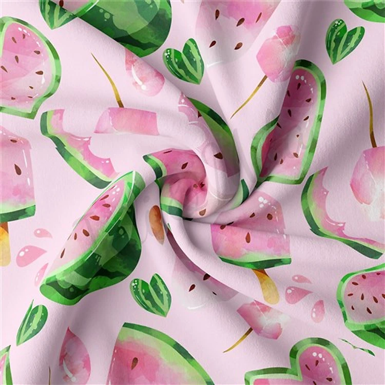 Watermelon Double Brushed Polyester Fabric Jersey Stretchy Soft Polyester Stretch Fabric