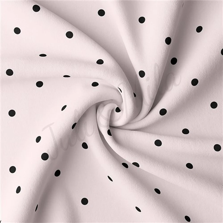 Polka Dots Double Brushed Polyester Fabric Jersey Stretchy Soft Polyester Stretch Fabric