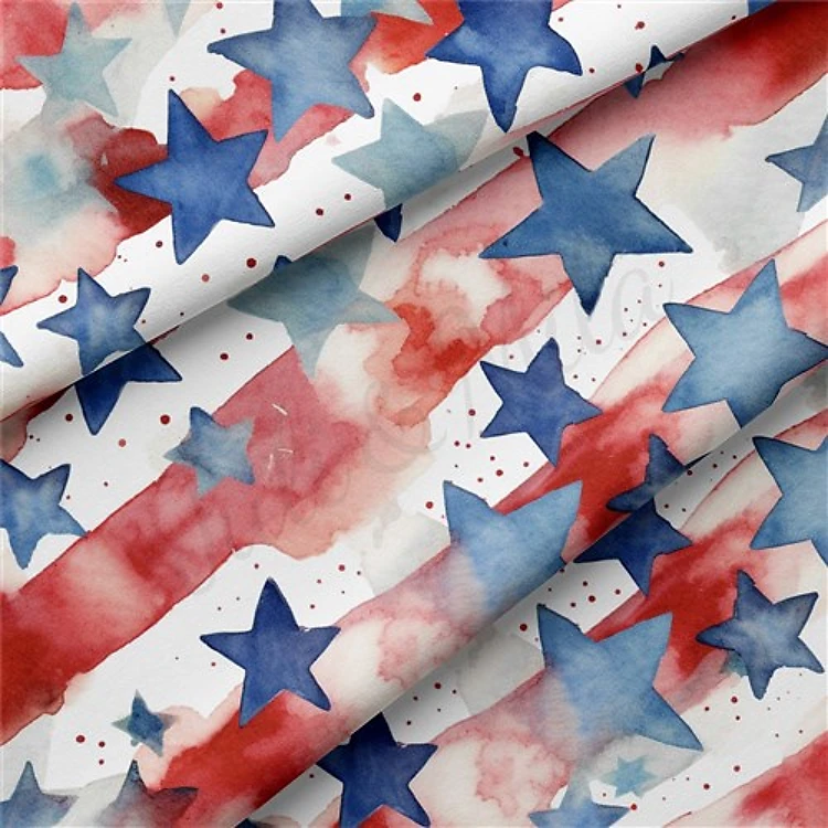 4th of July Patriotic Double Brushed Polyester Fabric Jersey Stretchy Soft Polyester Stretch Fabric
