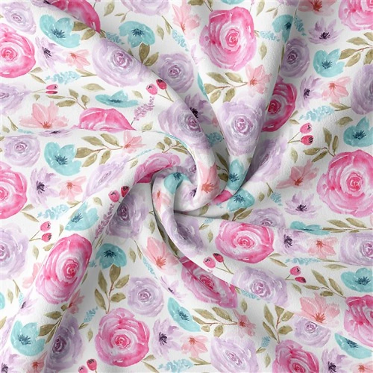 Floral Double Brushed Polyester Fabric Jersey Stretchy Soft Polyester Stretch Fabric