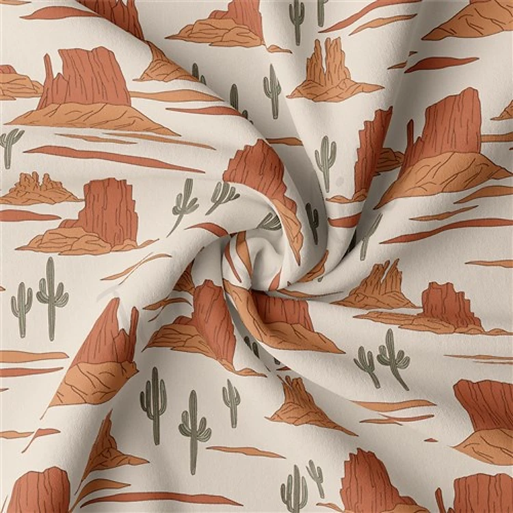 Boho Western Double Brushed Polyester Fabric Jersey Stretchy Soft Polyester Stretch Fabric
