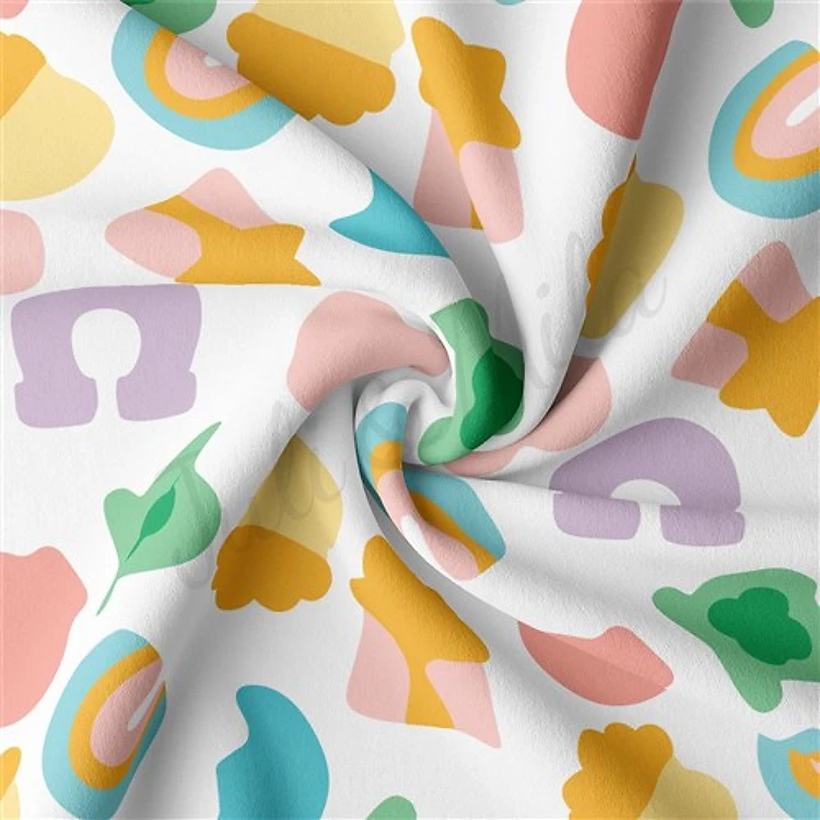 Lucky Charms Double Brushed Polyester Fabric Jersey Stretchy Soft Polyester Stretch Fabric