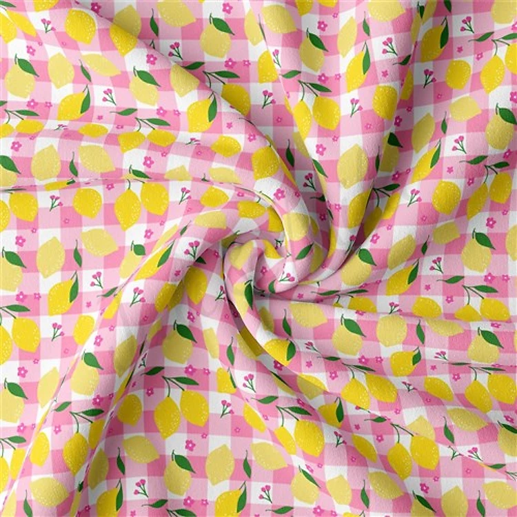 Lemon Summer Fruit Double Brushed Polyester Fabric Jersey Stretchy Soft Polyester Stretch Fabric