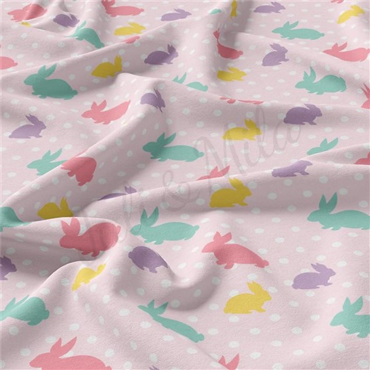 Easter Double Brushed Polyester Fabric Jersey Stretchy Soft Polyester Stretch Fabric