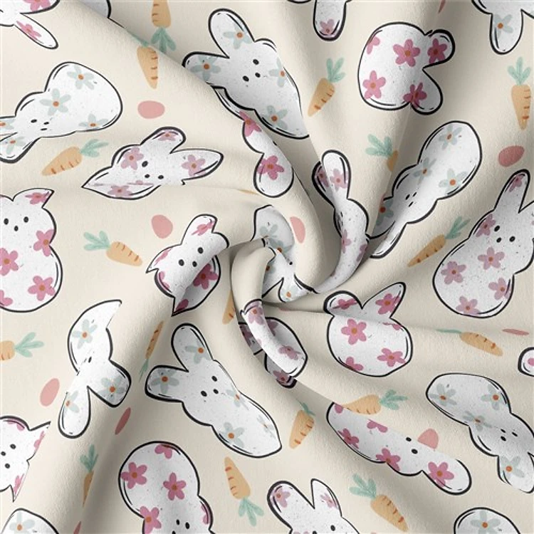 Easter Double Brushed Polyester Fabric Jersey Stretchy Soft Polyester Stretch Fabric