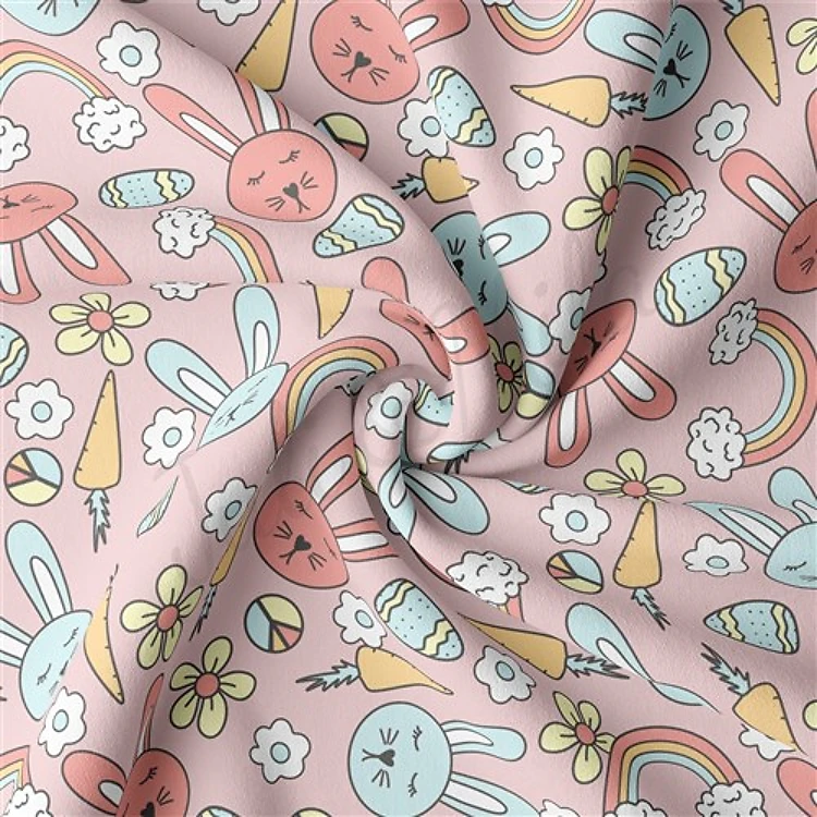 Easter Double Brushed Polyester Fabric Jersey Stretchy Soft Polyester Stretch Fabric