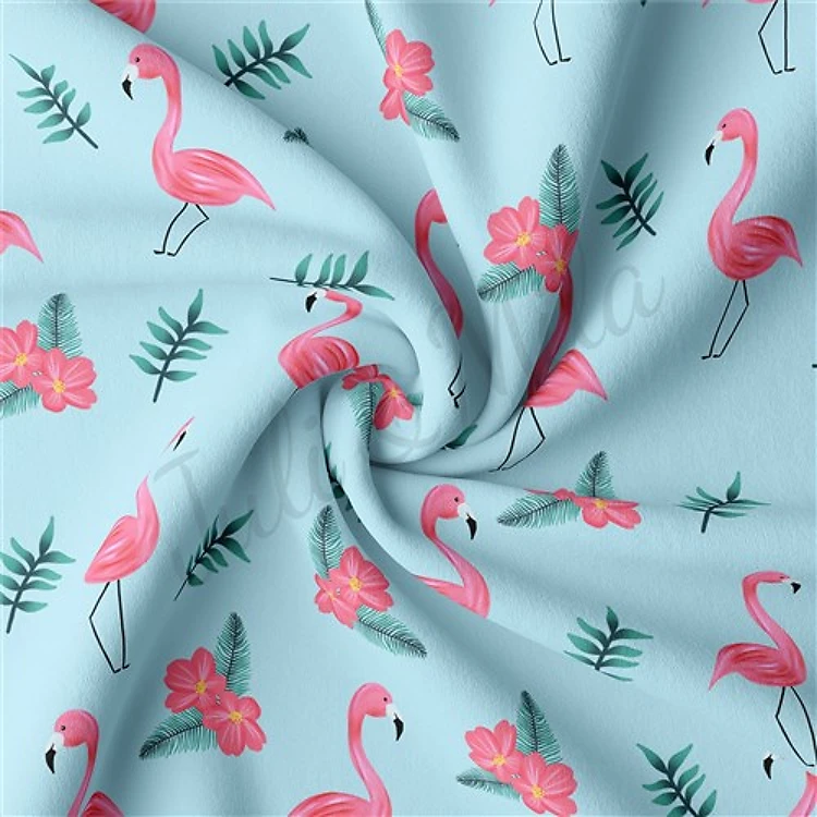 Flamingo Double Brushed Polyester Fabric Jersey Stretchy Soft Polyester Stretch Fabric
