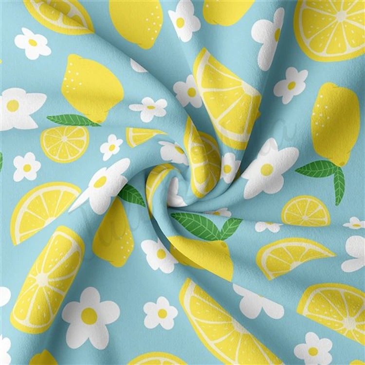 Lemon Double Brushed Polyester Fabric Jersey Stretchy Soft Polyester Stretch Fabric