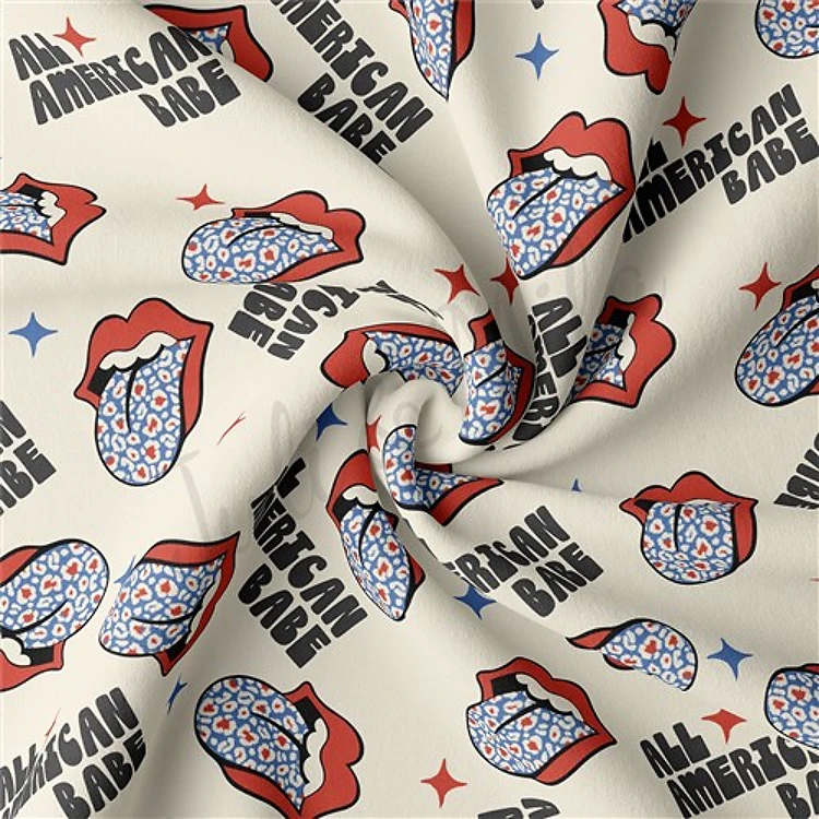 4th of July Patriotic Double Brushed Polyester Fabric Jersey Stretchy Soft Polyester Stretch Fabric