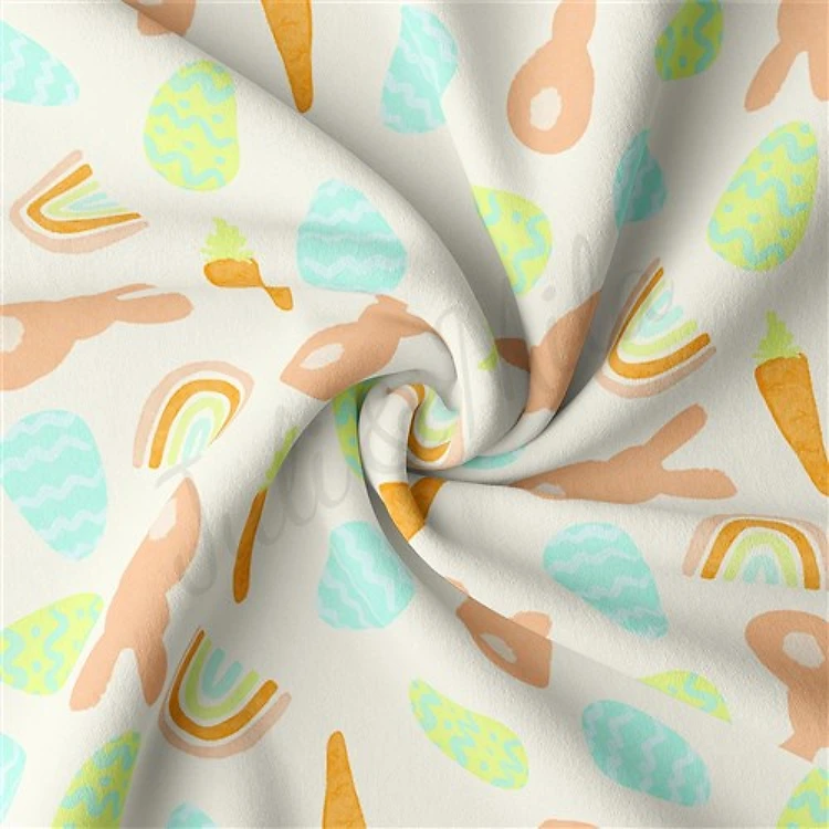 Easter Double Brushed Polyester Fabric Jersey Stretchy Soft Polyester Stretch Fabric