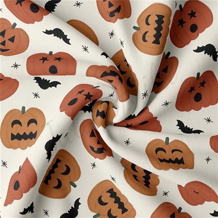 Halloween Autumn Fall Double Brushed Polyester Fabric Jersey Stretchy Soft Polyester Stretch Fabric