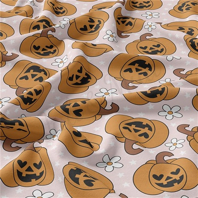 Halloween Ghosts Double Brushed Polyester Fabric Jersey Stretchy Soft Polyester Stretch Fabric